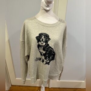 Maeve Light Gray Dog Graphic Sweatshirt
